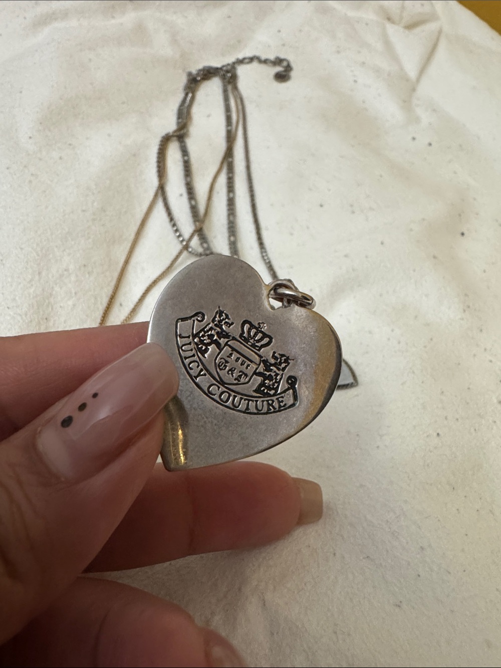 Juicy Couture Silver Tone Layered Heart Pendant Necklace - Picture 3 of 11
